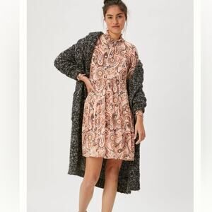 Anthropologie Cady Tiered Tunic Dress Long Sleeve Paisley Boho